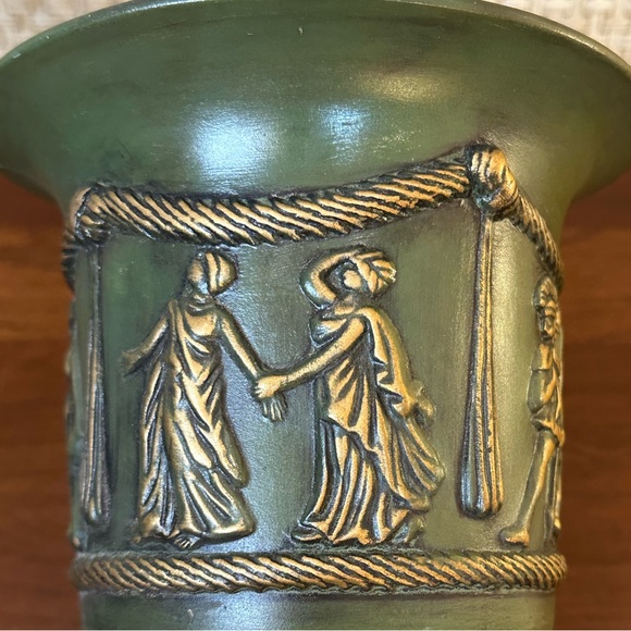 🌟HP🌟VTG 1970s Arnel's Green Ceramic Neoclassical Planter Urn Made in USA - Picture 3 of 12